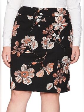 NINE WEST BLACK FORAL SKIRT